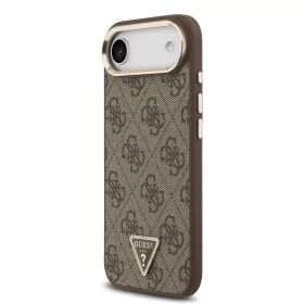   Guess PU Leather 4G Strass háromszög logós arany keretes MagSafe tok iPhone Air - barna