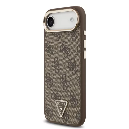 Guess PU Leather 4G Strass háromszög logós arany keretes MagSafe tok iPhone Air - barna