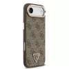 Guess PU Leather 4G Strass háromszög logós arany keretes MagSafe tok iPhone Air - barna