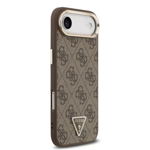 Guess PU Leather 4G Strass háromszög logós arany keretes MagSafe tok iPhone Air - barna