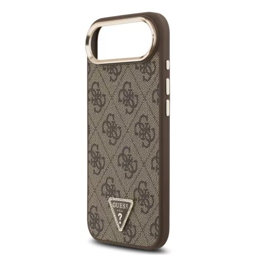 Guess PU Leather 4G Strass háromszög logós arany keretes MagSafe tok iPhone Air - barna