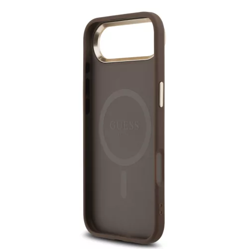 Guess PU Leather 4G Strass háromszög logós arany keretes MagSafe tok iPhone Air - barna