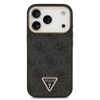 Guess PU Leather 4G Strass Triangle Logo arany Frame MagSafe tok, iPhone 17 Pro - fekete