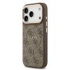 Guess PU Leather 4G Strass Triangle Logo arany Frame MagSafe tok, iPhone 17 Pro - barna