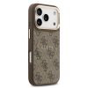 Guess PU Leather 4G Strass Triangle Logo arany Frame MagSafe tok, iPhone 17 Pro - barna