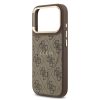 Guess PU Leather 4G Strass Triangle Logo arany Frame MagSafe tok, iPhone 17 Pro - barna