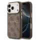 Guess PU Leather 4G Strass Triangle Logo arany Frame MagSafe tok, iPhone 17 Pro Max - barna -