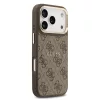 Guess PU Leather 4G Strass Triangle Logo arany Frame MagSafe tok, iPhone 17 Pro Max - barna -