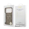 Guess PU Leather 4G Strass Triangle Logo arany Frame MagSafe tok, iPhone 17 Pro Max - barna -