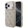 Guess PU Leather 4G Strass Triangle Logo arany Frame MagSafe tok, iPhone 17 Pro Max - rózsaszín