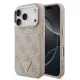 Guess PU Leather 4G Strass Triangle Logo arany Frame MagSafe tok, iPhone 17 Pro Max - rózsaszín