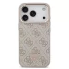 Guess PU Leather 4G Strass Triangle Logo arany Frame MagSafe tok, iPhone 17 Pro Max - rózsaszín