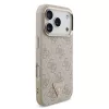 Guess PU Leather 4G Strass Triangle Logo arany Frame MagSafe tok, iPhone 17 Pro Max - rózsaszín