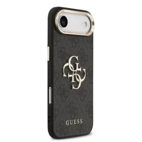   Guess PU Leather 4G Metal Logo arany keretes tok,  iPhone Air - fekete