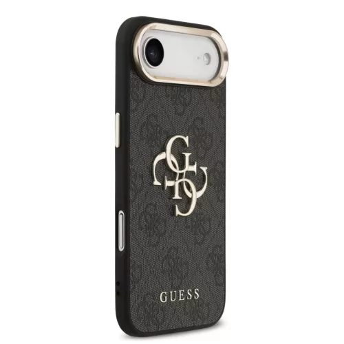 Guess PU Leather 4G Metal Logo arany keretes tok,  iPhone Air - fekete