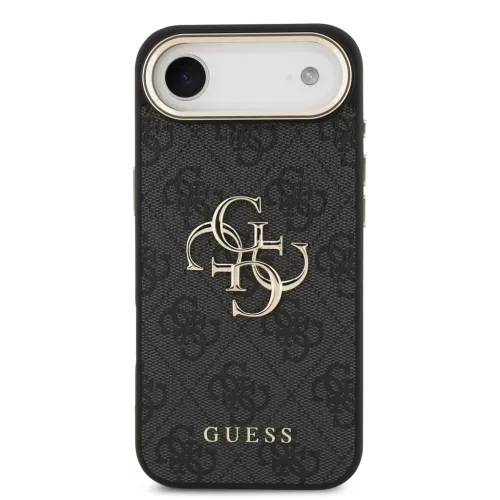 Guess PU Leather 4G Metal Logo arany keretes tok,  iPhone Air - fekete