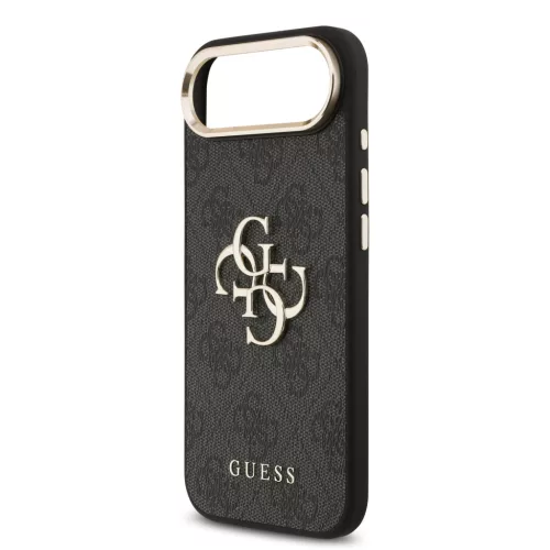 Guess PU Leather 4G Metal Logo arany keretes tok,  iPhone Air - fekete