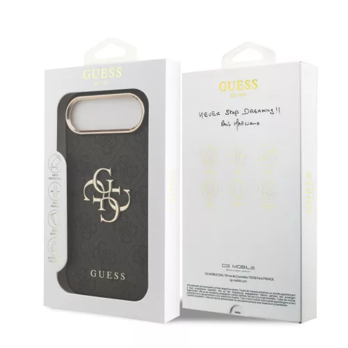 Guess PU Leather 4G Metal Logo arany keretes tok,  iPhone Air - fekete