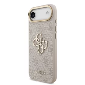   Guess PU Leather 4G Metal Logo arany keretes tok,  iPhone Air - rózsaszín