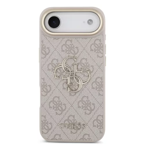 Guess PU Leather 4G Metal Logo arany keretes tok,  iPhone Air - rózsaszín