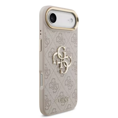 Guess PU Leather 4G Metal Logo arany keretes tok,  iPhone Air - rózsaszín