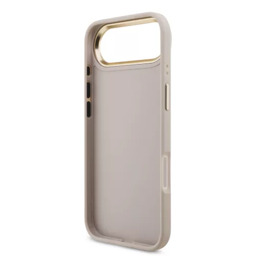 Guess PU Leather 4G Metal Logo arany keretes tok,  iPhone Air - rózsaszín