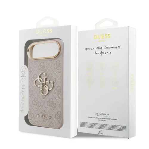 Guess PU Leather 4G Metal Logo arany keretes tok,  iPhone Air - rózsaszín