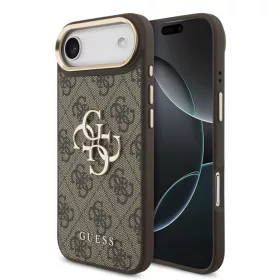   Guess PU Leather 4G Metal Logo arany keretes tok, iPhone Air - barna