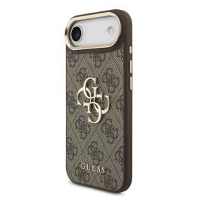   Guess PU Leather 4G Metal Logo arany keretes tok, iPhone Air - barna