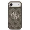 Guess PU Leather 4G Metal Logo arany keretes tok, iPhone Air - barna