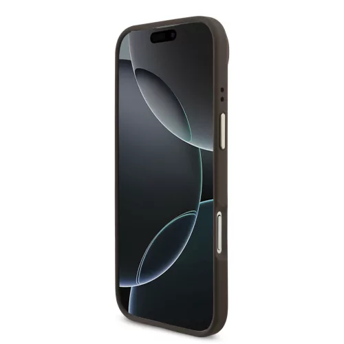 Guess PU Leather 4G Metal Logo arany keretes tok, iPhone Air - barna