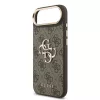 Guess PU Leather 4G Metal Logo arany keretes tok, iPhone Air - barna