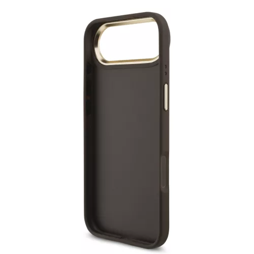 Guess PU Leather 4G Metal Logo arany keretes tok, iPhone Air - barna
