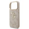 Guess PU Leather 4G Metal Logo arany Frame tok, iPhone 17 Pro - rózsaszín