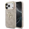 Guess PU Leather 4G Metal Logo arany Frame tok, iPhone 17 Pro Max - rózsaszín