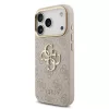 Guess PU Leather 4G Metal Logo arany Frame tok, iPhone 17 Pro Max - rózsaszín