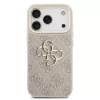 Guess PU Leather 4G Metal Logo arany Frame tok, iPhone 17 Pro Max - rózsaszín