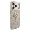 Guess PU Leather 4G Metal Logo arany Frame tok, iPhone 17 Pro Max - rózsaszín