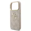 Guess PU Leather 4G Metal Logo arany Frame tok, iPhone 17 Pro Max - rózsaszín