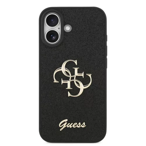 Guess PU Fixed Glitter 4G Metal Logo tok, iPhone 17 - fekete
