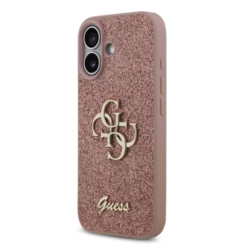 Guess PU Fixed Glitter 4G Metal Logo tok, iPhone 17 - rózsaszín