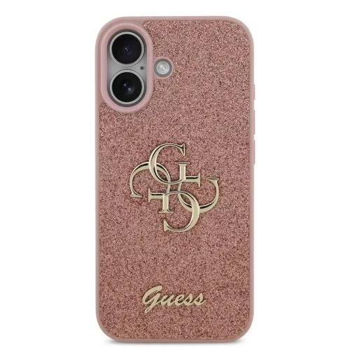 Guess PU Fixed Glitter 4G Metal Logo tok, iPhone 17 - rózsaszín