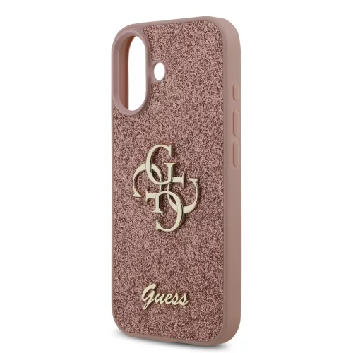 Guess PU Fixed Glitter 4G Metal Logo tok, iPhone 17 - rózsaszín