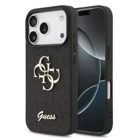 GUESS Pu Fixed Glitter 4G Metal Logo tok, iPhone 17 Pro