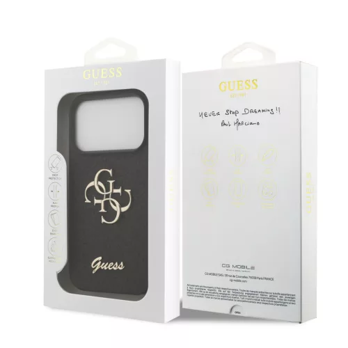 GUESS Pu Fixed Glitter 4G Metal Logo tok, iPhone 17 Pro