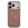 Guess PU Fixed Glitter 4G Metal Logo tok, iPhone 17 Pro - rózsaszín