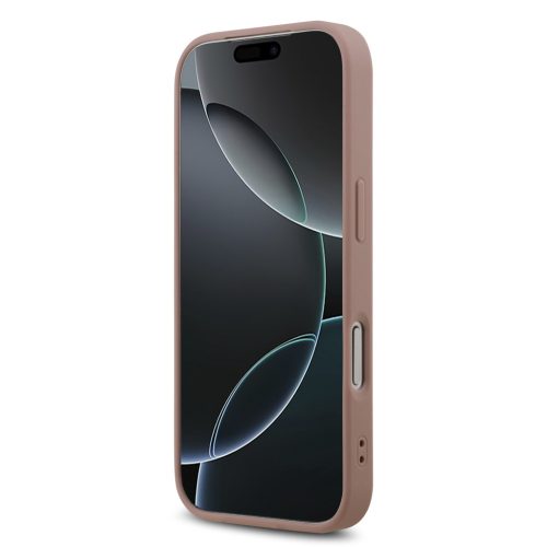 Guess PU Fixed Glitter 4G Metal Logo tok, iPhone 17 Pro - rózsaszín