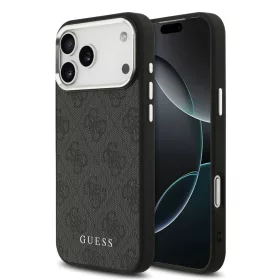   Guess PU Fixed Glitter 4G Metal Logo tok, iPhone 17 Pro Max - fekete