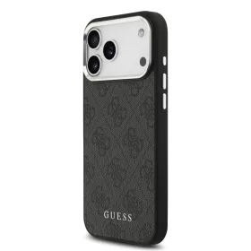   Guess PU Fixed Glitter 4G Metal Logo tok, iPhone 17 Pro Max - fekete