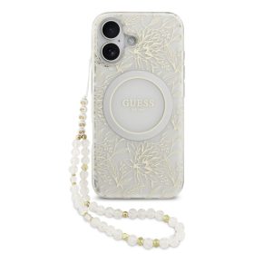   Guess IML Flowers Allover Strap MagSafe tok, iPhone 17 - fehér